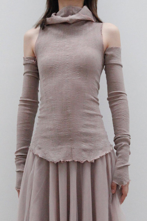 marc le bihan off shoulder turtleneck top 26952 E23 ROSE ANCIEN